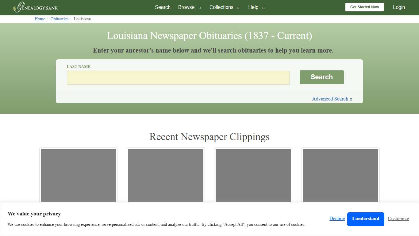 Louisiana Obituary Archive Search GenealogyBank